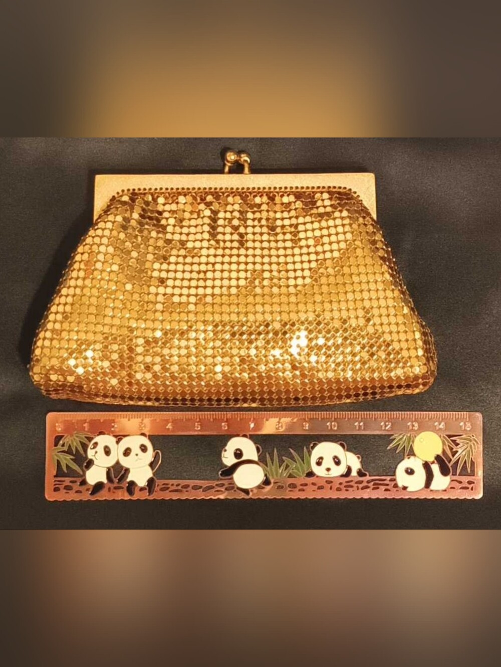 MINT Vtg Whiting & Davis Gold Mesh Coin Purse Pouch #2960 Made in USA